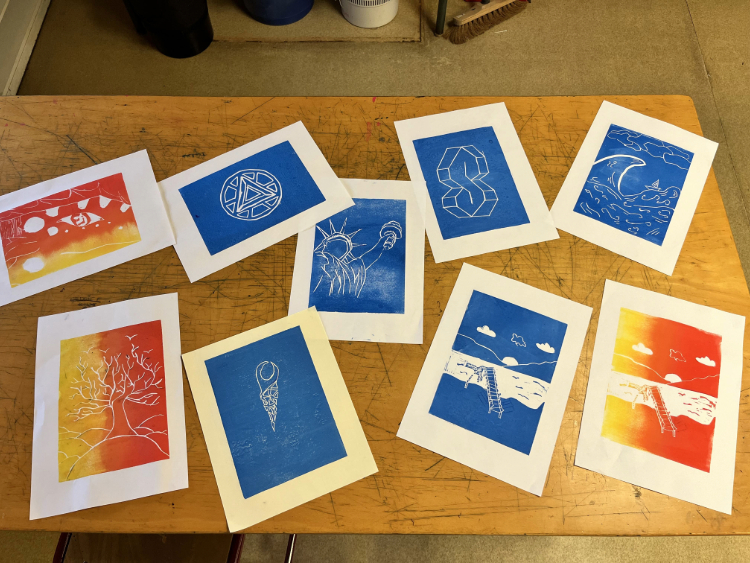 Autre photo d'impressions réalisées en linogravures