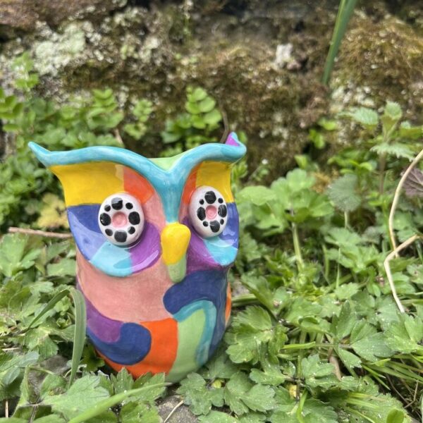 Sculpture Chouette Multicolore artisanale