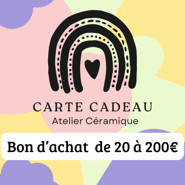 🎁 Bon cadeau polyvalent – Créations, ou atelier, ou cours ou café céramique au choix chez Retour à la joie