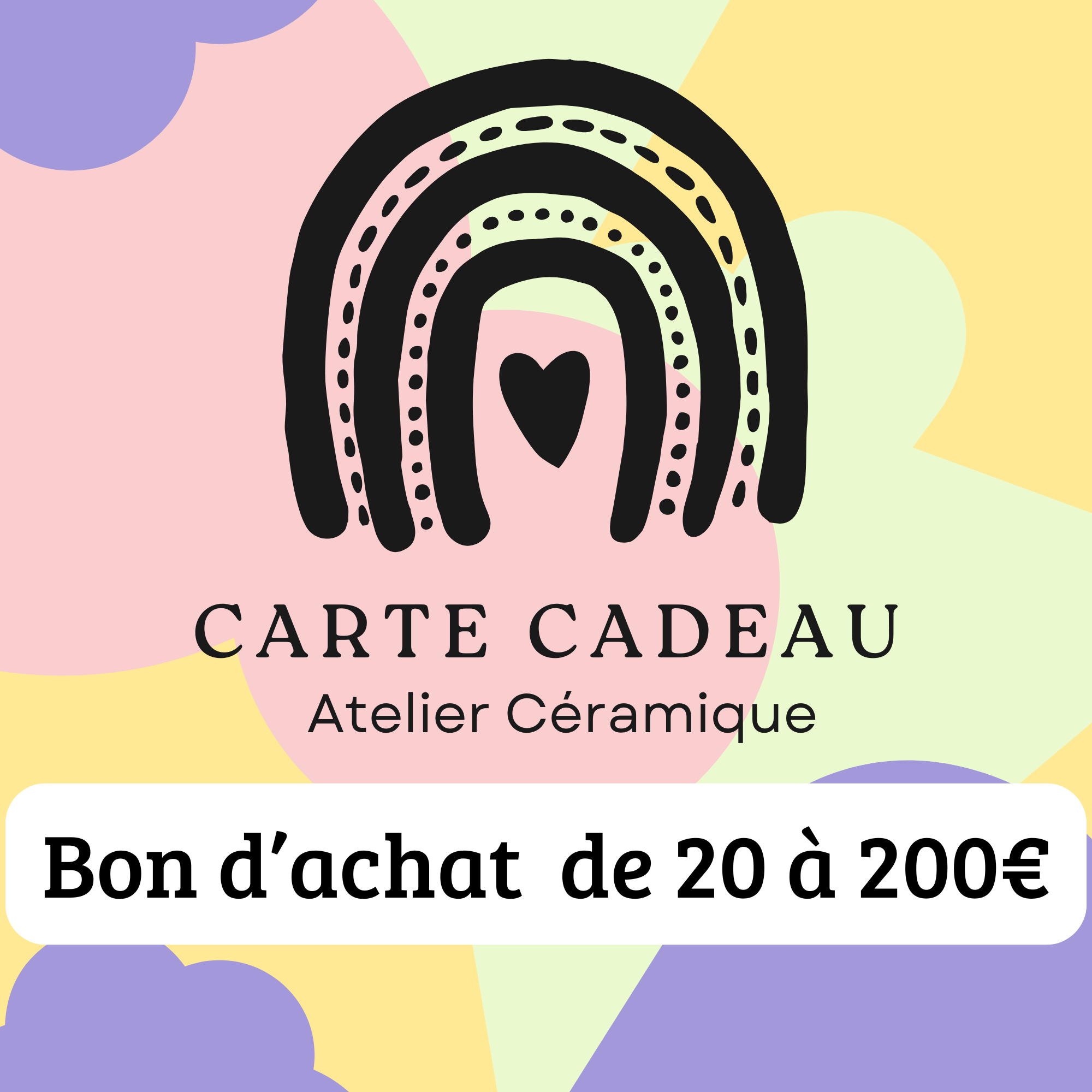 đ Bon cadeau polyvalent â CrĂ©ations, ou atelier, ou cours ou cafĂ© cĂ©ramique au choix chez Retour Ă la joie